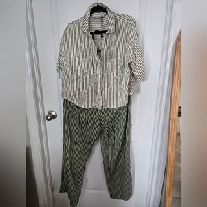 Zara Black and White Striped Jumpsuit